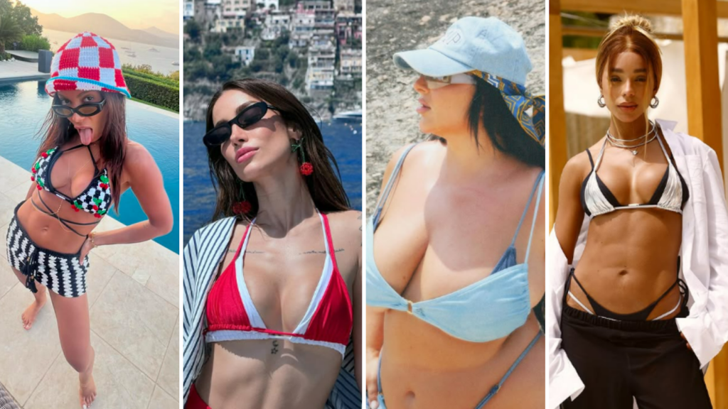 Biquíni duplo é a aposta das famosas na moda praia